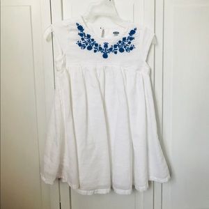 Blue and white Old Navy Dress W Flower Detail 3/4T